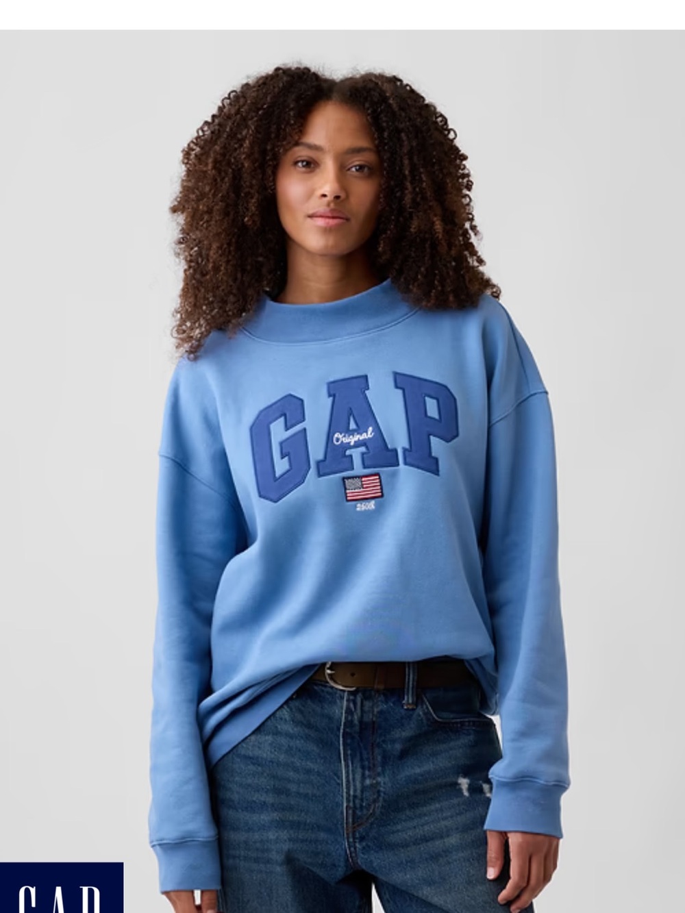 NWOT GAP Light Blue Logo Mock Neck Sweatshirt